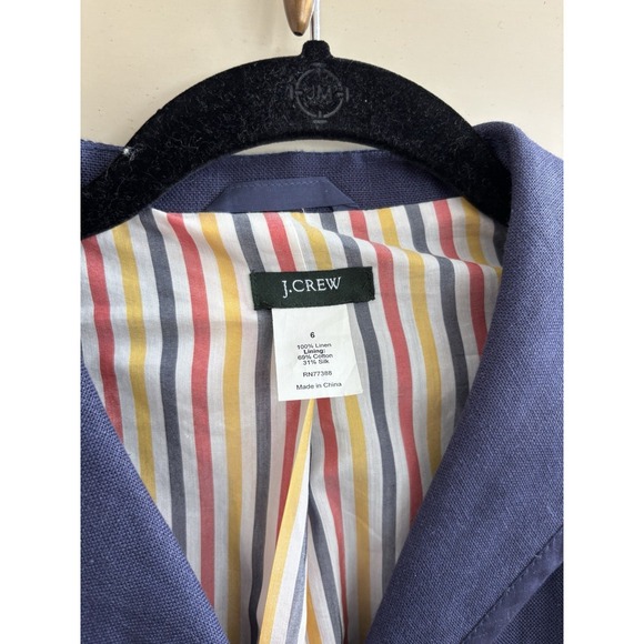 J. Crew Navy Linen Button Up Blazer Women's Size 6 Nautical Profession Career - Picture 3 of 7